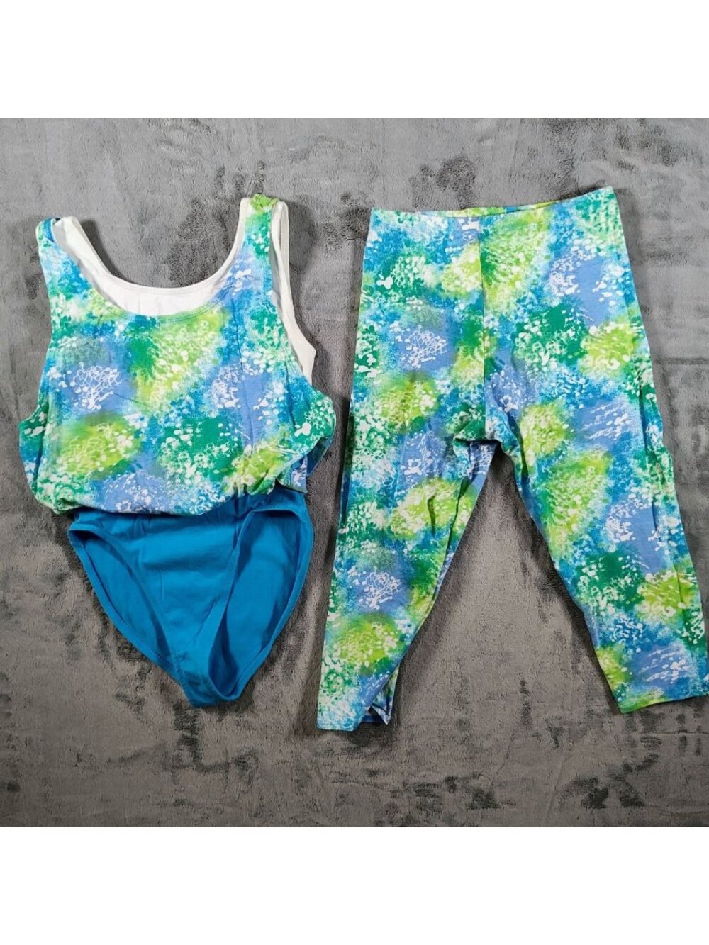 Vintage 1990s Jacques Morét Womens Floral Leotard Bodysuit/Leggings Set (M)